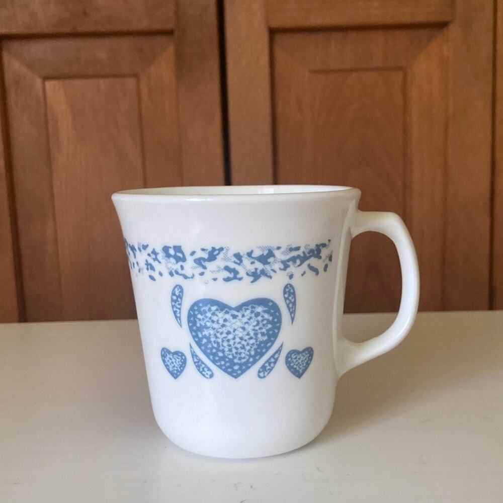 Vintage Corelle Blue Heart Coffee Cup